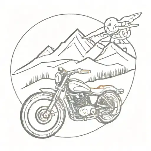 Motorbike And Mountains