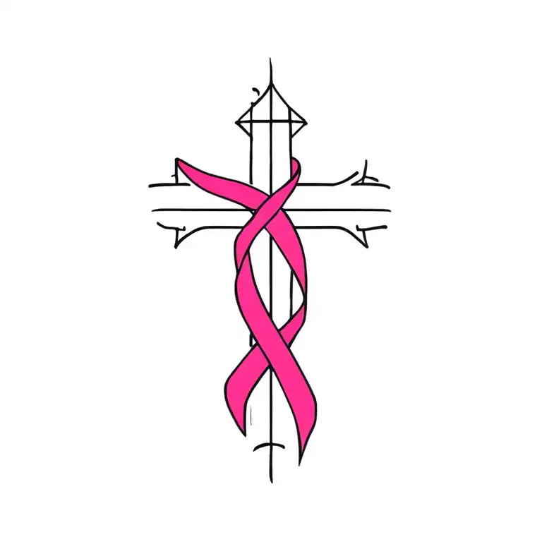 Cross With Pink Ribbon Intertwined