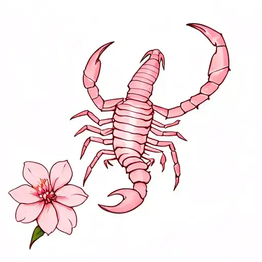 Scorpion With Sakura Flower