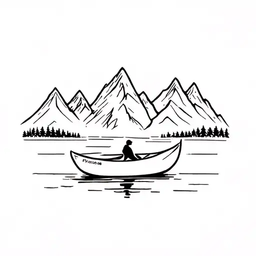 Mountains And Canoe