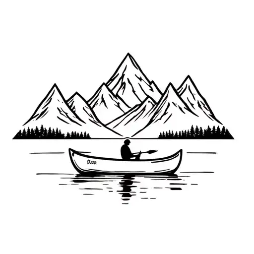 Mountains And Canoe