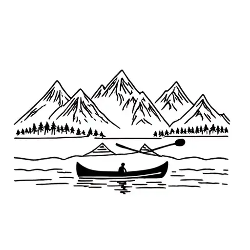 Mountains And Canoe