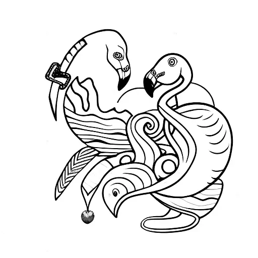 Flamingo With Mardi Gras Beads