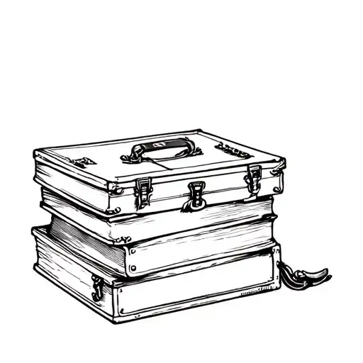 Vintage Suitcase And Stack Of Books