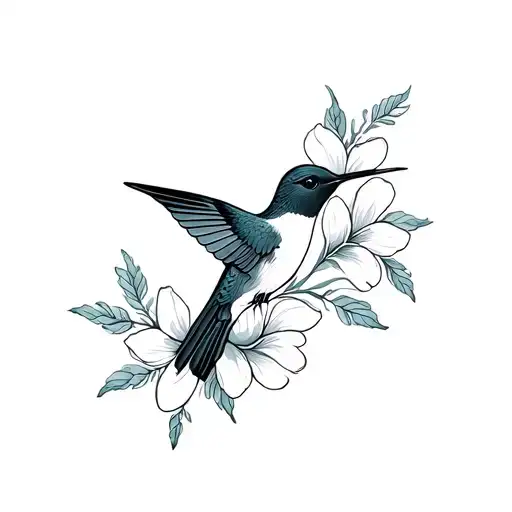 Flowers Hummingbird Silhouette Surrounded