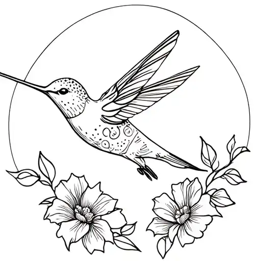 Flowers Hummingbird Silhouette Surrounded