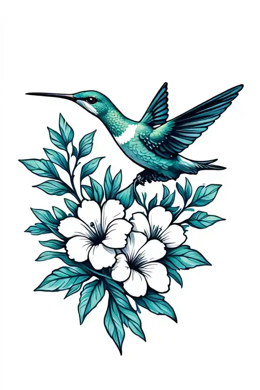 Flowers Hummingbird Silhouette Surrounded