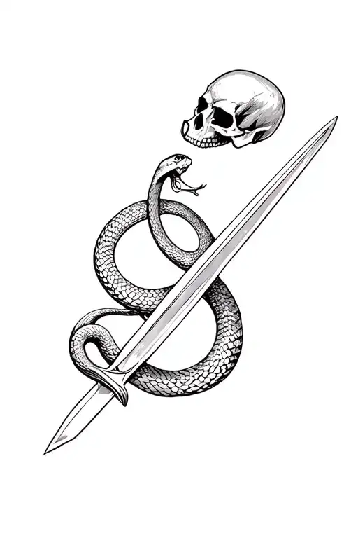 Snake With Skull And Sword