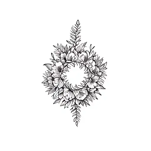 Mandala With Vegetation And Flowers Intertwined