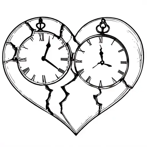 Broken Heart With Clocks Holding The Pieces Together