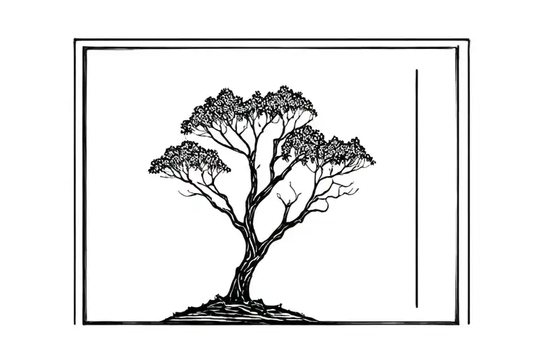 Rectangle And A Lone Tree Growing