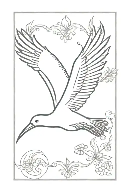 Ibis Bird In Flight Fleur De Lis