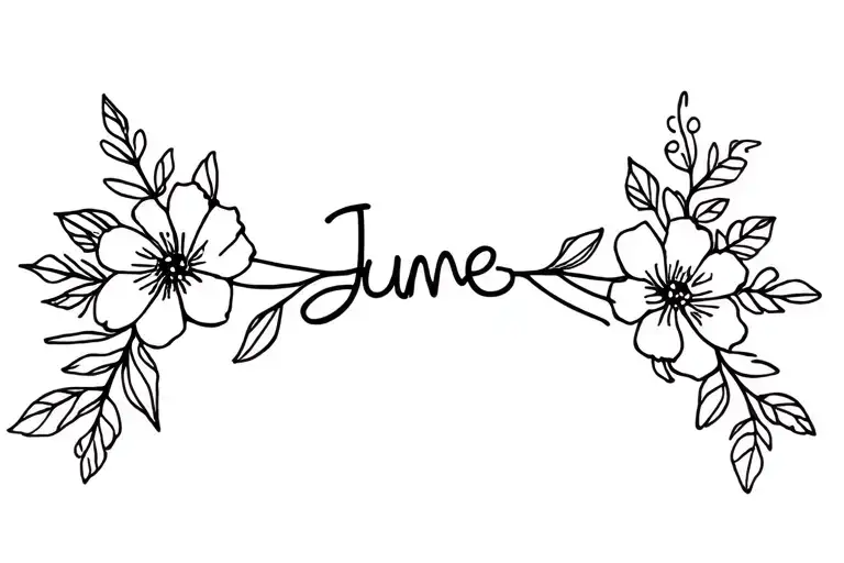 Bracelet Tattoo With Birth Flowers For June