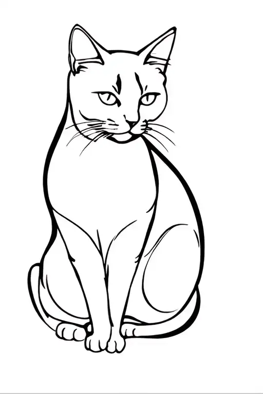 Side Profile Outline Of Tuxedo Cat Sitting