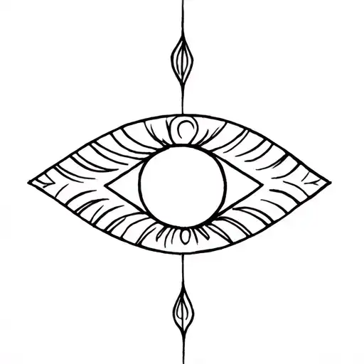 Evil Eye Feminine Mystical Fine Line Art Tattoo Small Back Of Neck