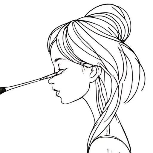 A Girl Who's Hair Is Up But The Hair Is The End Of A Paint Brush