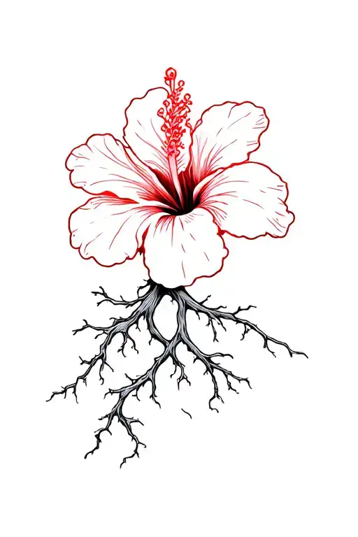 A Beautiful Hibiscus Flower With Roots