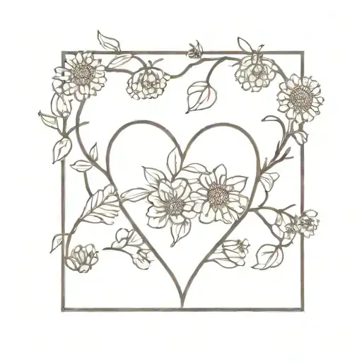 Heart Surrounded By Blooming Chrysanthemums And Larkspur Flowers