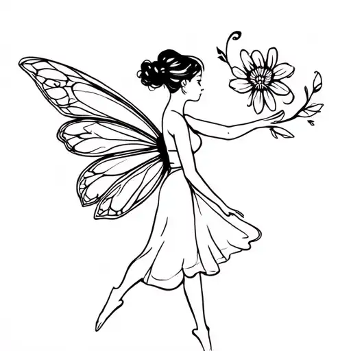 Flower Fairy Dancing Silhouette