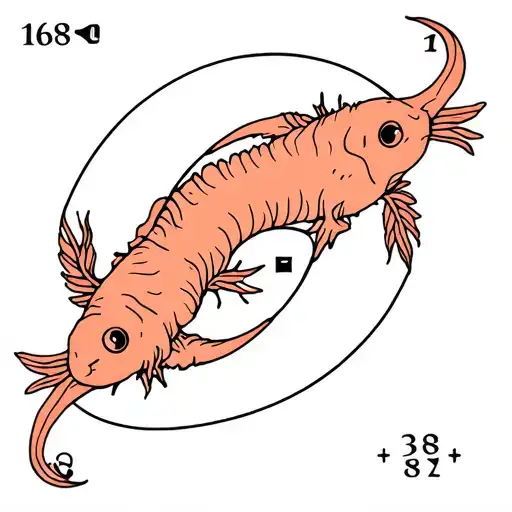 Yin And Yang Symbol Made From Axolotls With Roman Numerals 16 3 81