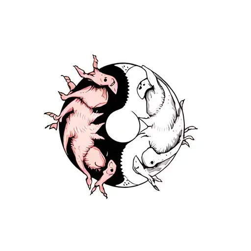 Yin And Yang Symbol Made From Axolotls