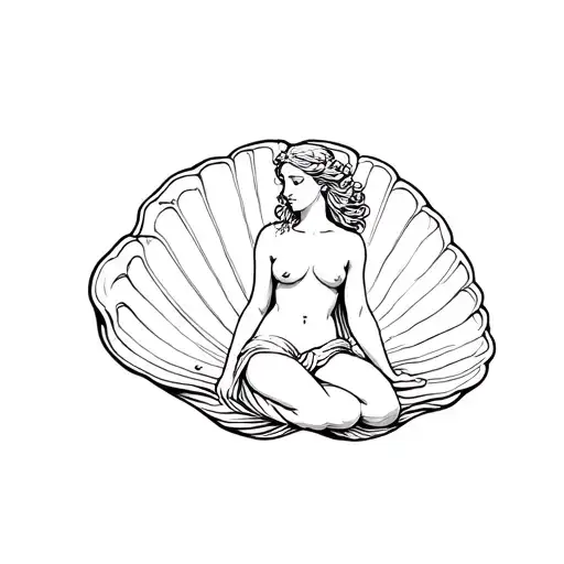 Aphrodite Sitting Inside A Shell