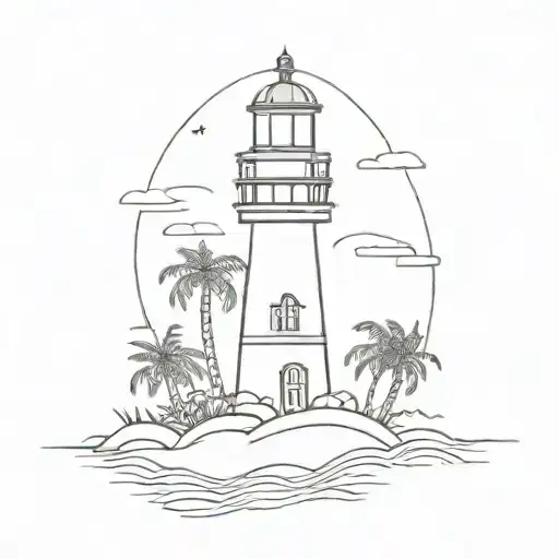 Palm Tree Lighthouse Ocean