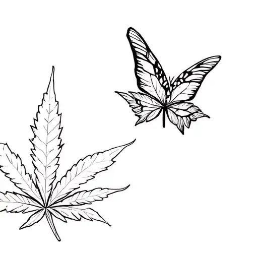 Butterfly And Cannabis Leaf