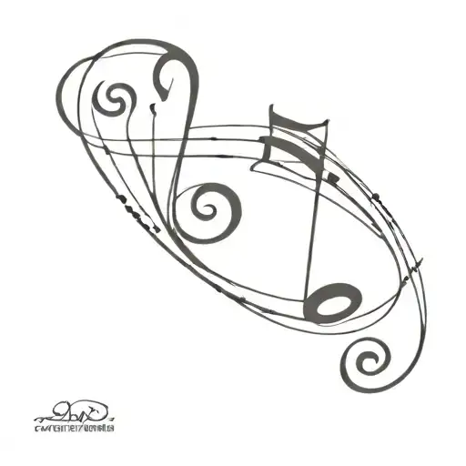 A Minimalist Tattoo Of A Home Symbol Intertwined With Musical Notes