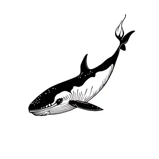 I Want A Whale Outline That Has Its Scars Shaped As Fire