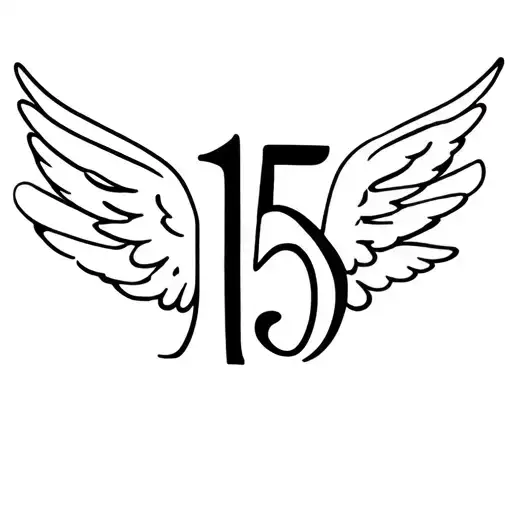 The Number 15 With Angel Wings Around It