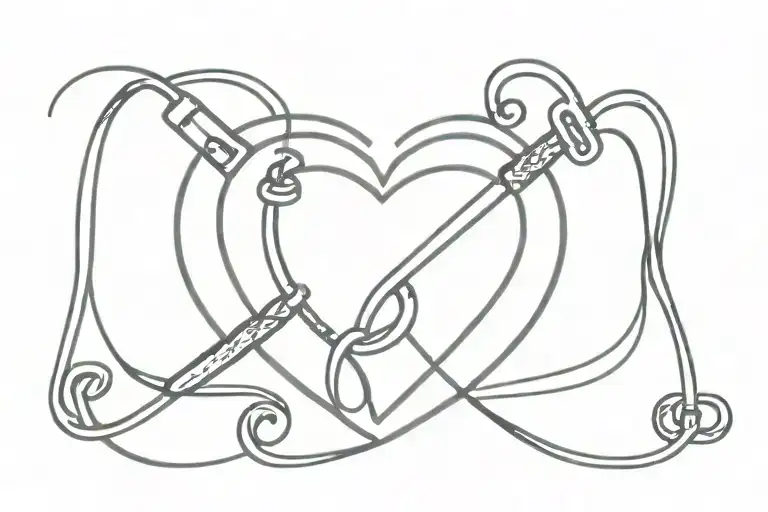 Lock Symbol In Heart Shape With A Riding Whip Elements