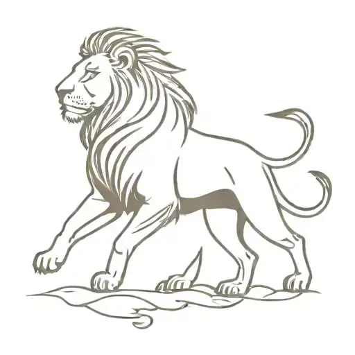 Small Walking Lion On A Celestial Path