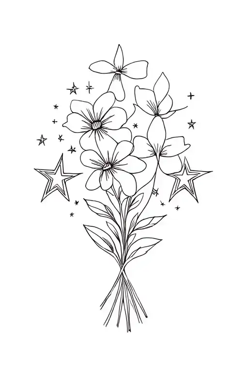 Stars Forming The Shape Of Flowe Bouquet Made