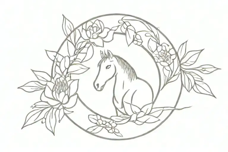 Horse Shoe And Protea Flowers Intertwined