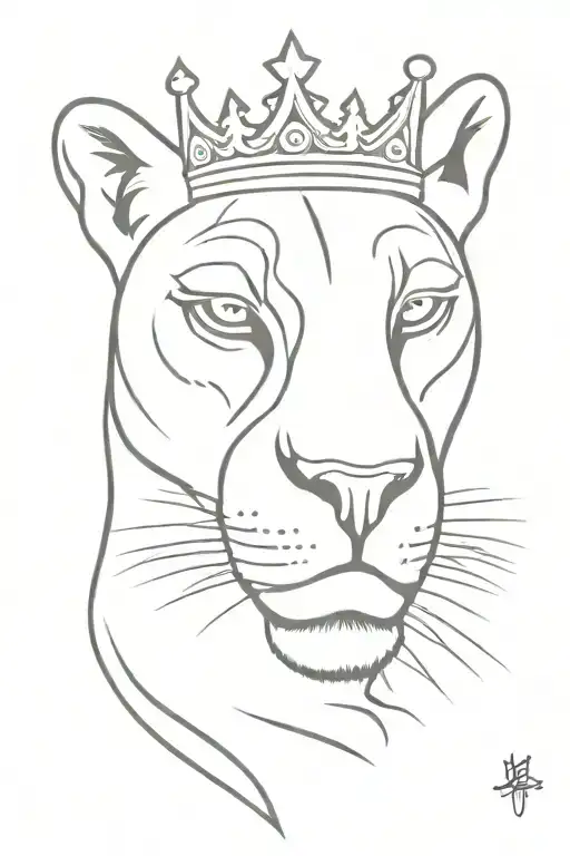 Panther Head With Crown On His Head
