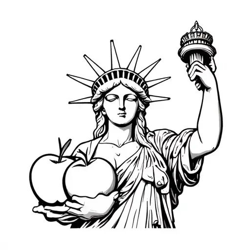Sexy Statue Of Liberty Eating An Apple