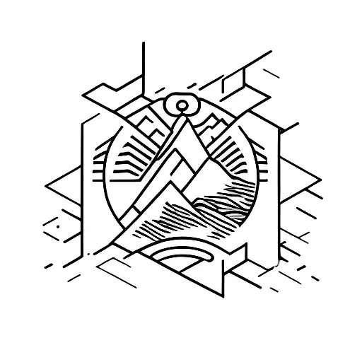 Climing Thin Lines Montains Ukrainian Symbol