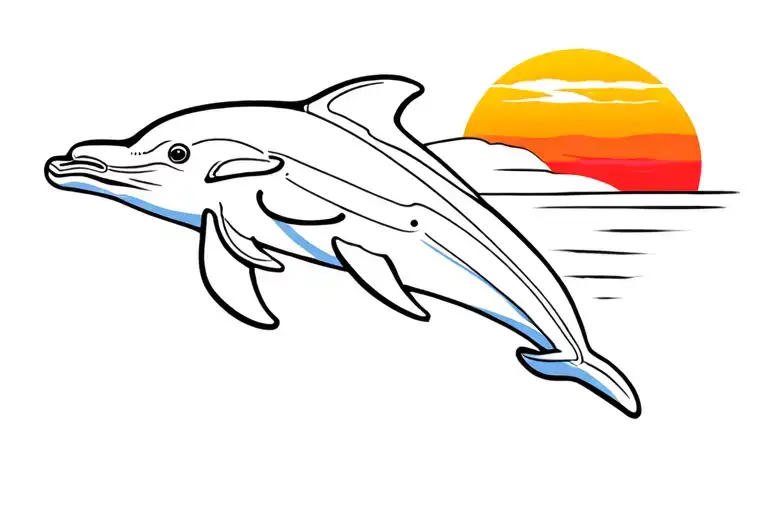 Dolphins Jumping With Sunset