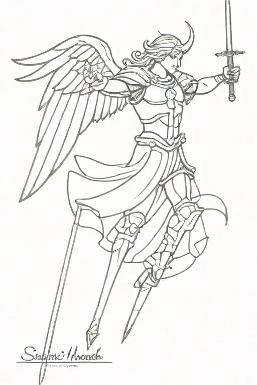 Saint Michael Armor Holding A Sword