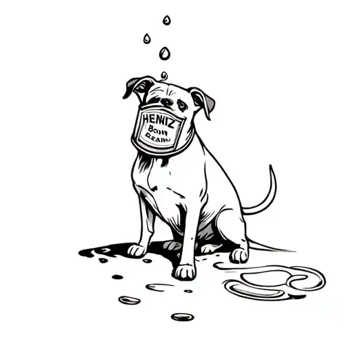 Heinz Bean Can Spilling Onto A Dog