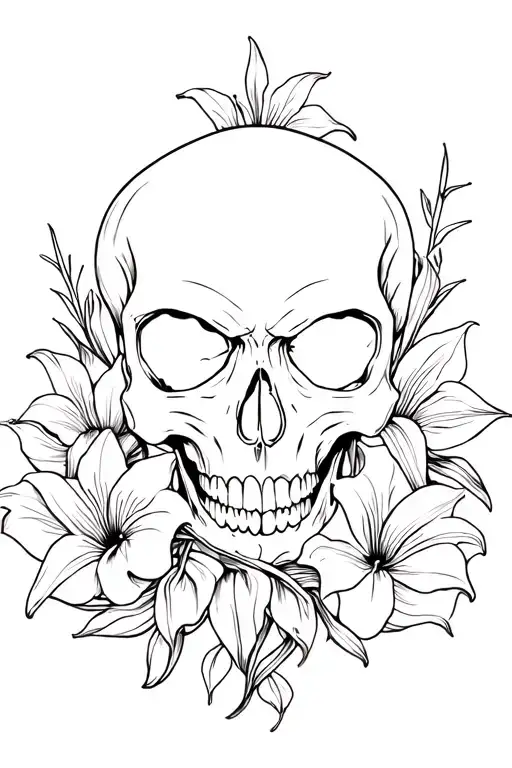 Skull And Lilys Surrounding