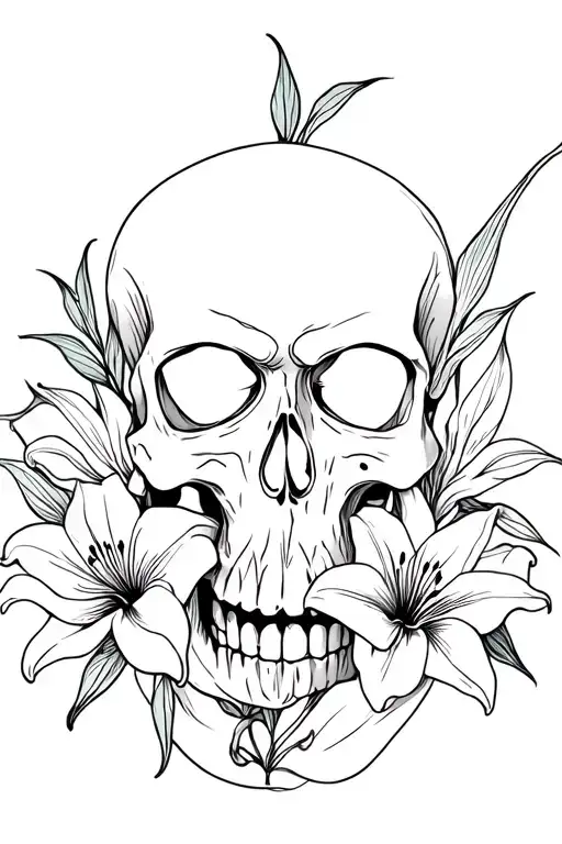 Skull And Lilys Surrounding