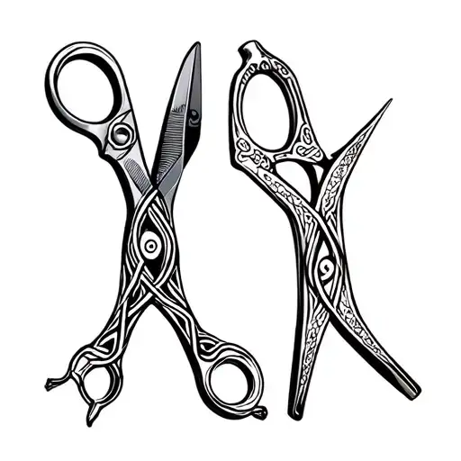 Haircutting Shears With Celtic Knot Design Incorporating