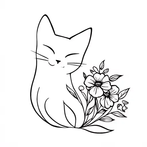 Cat And Flower Bouquet