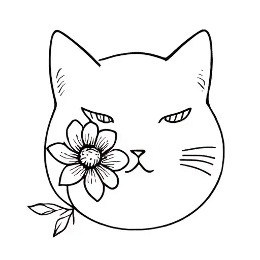 Cat And Flower Surrounded