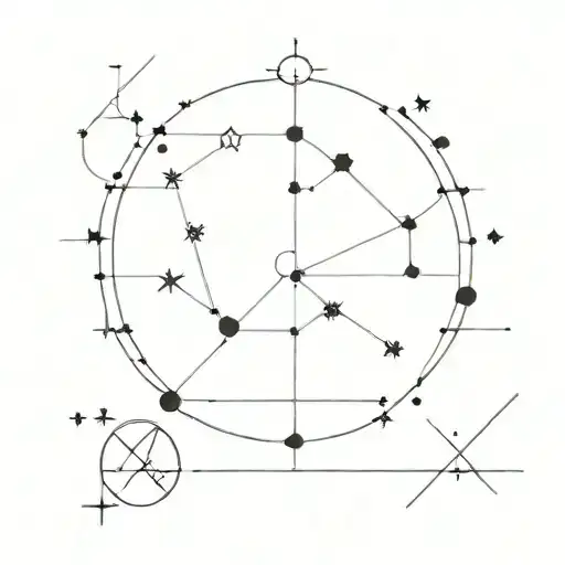 Galaxy-themed Constellation Map Incorporating Zodiac Signs