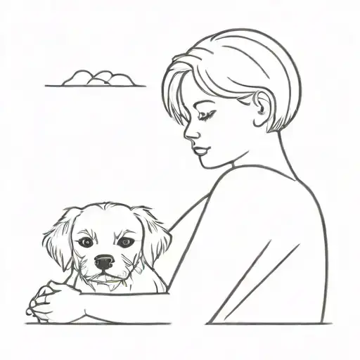 Woman With Short Hair And Closed Eyes Holding A Maltese Dog