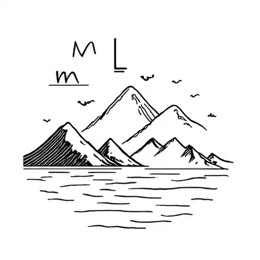 Beach And Mountains With Letters M And L