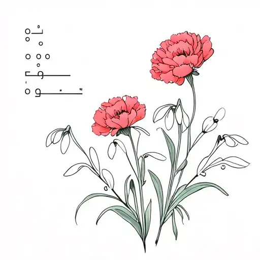 Morse Code With Carnations And Snowdrops
